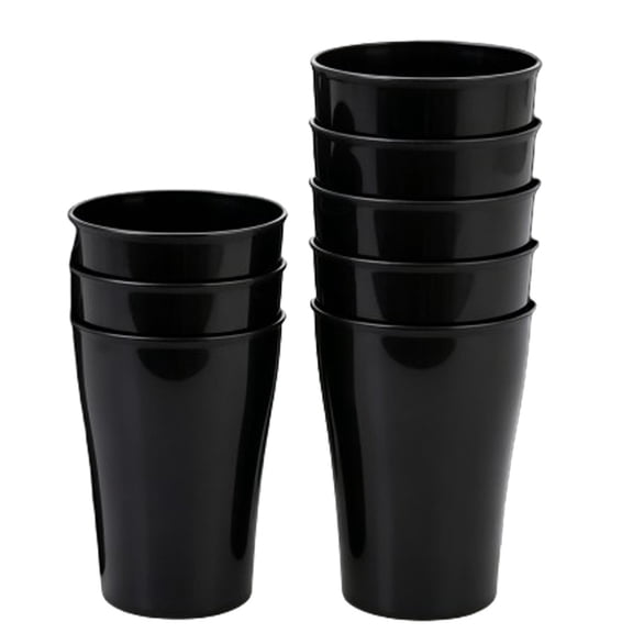 8Pcs Black Unbreakable Cups, Straw Beverage Cups,Large Drinking Glasses,Stackable Tumblers Water Cups,Multifunctional Toothbrush Cups,Tumbles for Home Party Meeting 15oz
