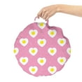 thumbnail image 2 of Romantic Round Floor Cushion with Handle, Morning Along Sunny Side up Eggs Inside Hearts Breakfast Time Details, Pillow for Living Room & Dorms, 18" Round, Pink Mustard and White, by Ambesonne, 2 of 4