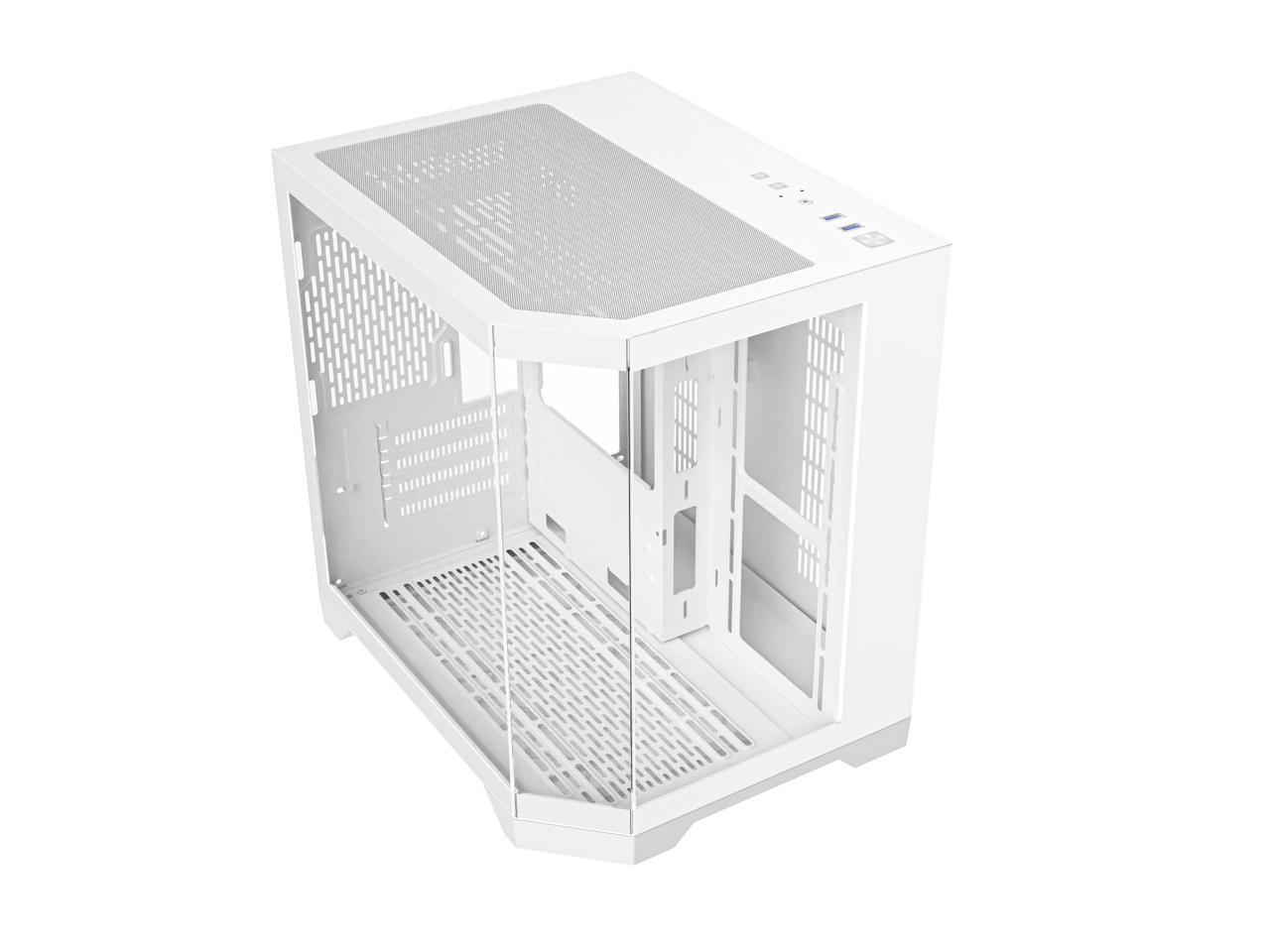 DIYPC DIY-CUBE03-W White Dual USB3.0 Tempered Glass Micro ATX Gaming Computer Case w/ 3 x Tempered Glass Panel