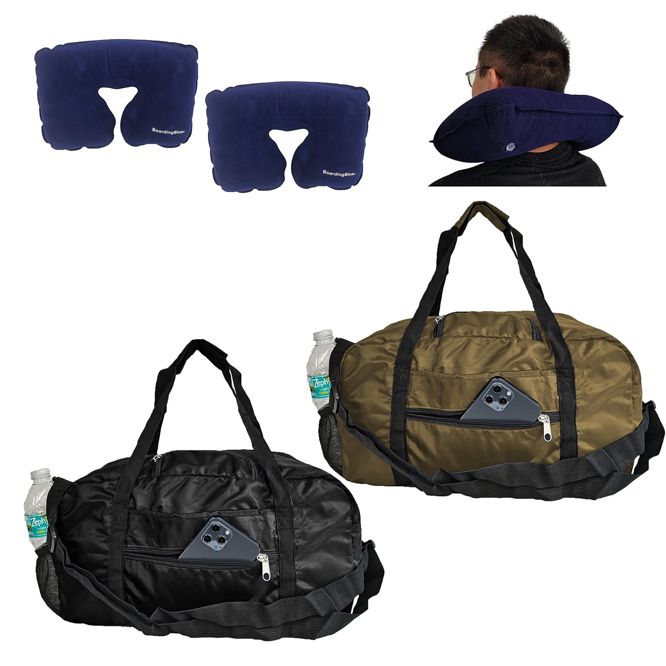 17" 2pcset Personal Item Underseat Duffel bag w Pillow for United