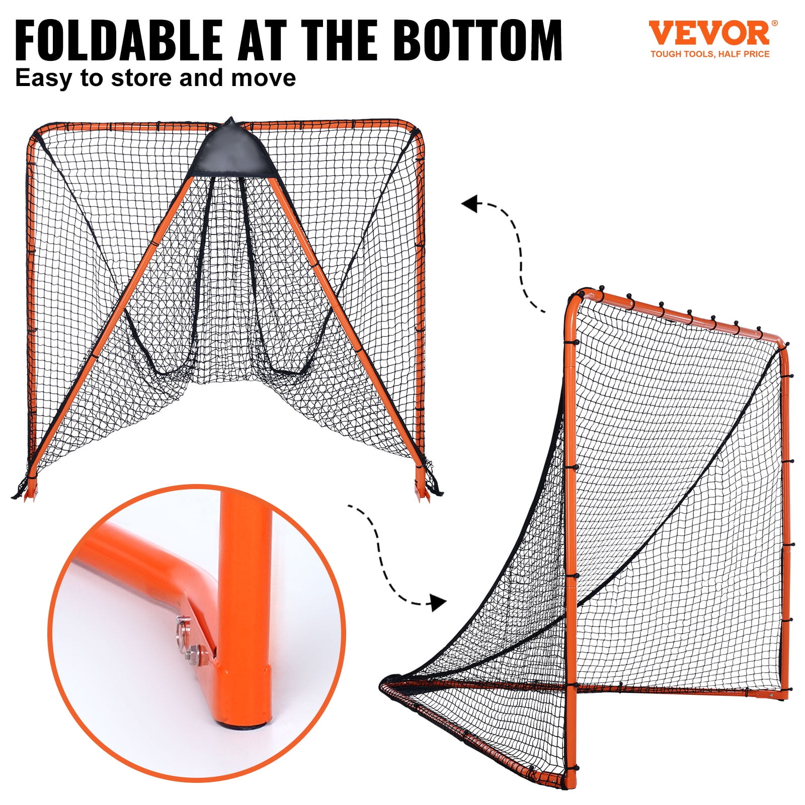 SKYSHALO 6'x6' Lacrosse Goal Net Folding Backyard Lacrosse Training Equipment Steel Frame Training Net, Quick & Easy Setup for Youth Adult Training
