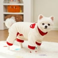 thumbnail image 4 of Winter Dog Pajamas, Super Soft Sherpa Lined Bodysuit with Harness Access, Snug and Warm for Small Breeds Like Chihuahuas on Winter Walks. White S, 4 of 5