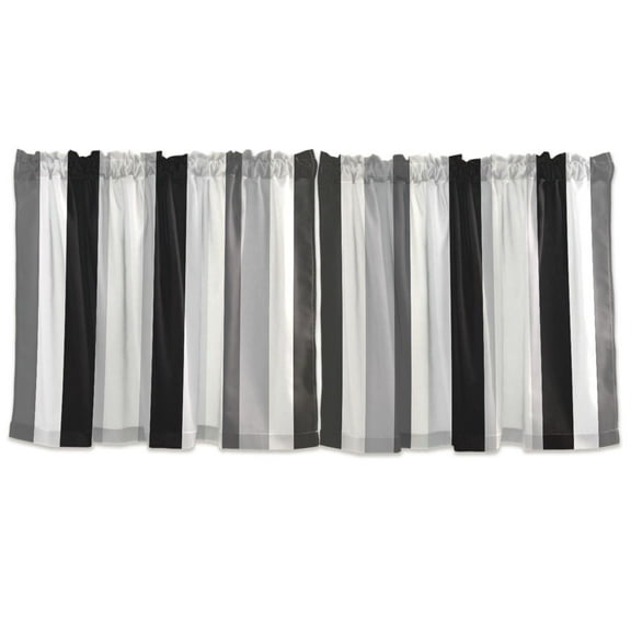 Black White and Gray Stripes Tier Curtains for Kitchen 57x24 Inch Semi Sheer Light Filtering Half Window Curtains 2 Panels