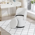 thumbnail image 4 of S-HOME Modern Upholstered Barrel Chair, Versatile Swivel Accent Seat with Free Cat Bed Stool Included for Daily Use and Storage, Beige-Fabric,Velvet, 4 of 19