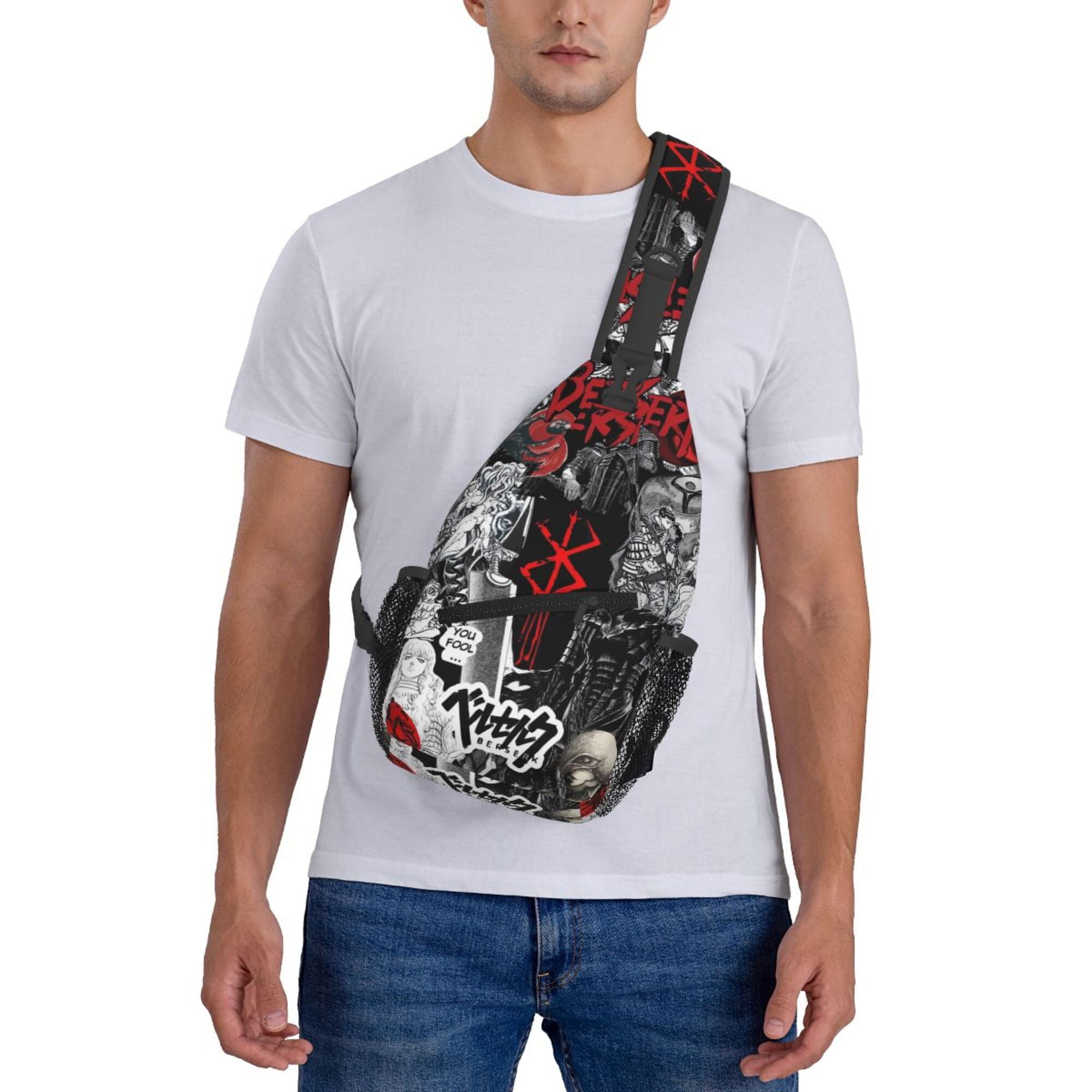 Anime Berserk Sling Backpack Crossbody Shoulder Bags for Men Women Small Daypacks Chest Bag Hiking Travel Sport Climbing Runners