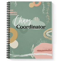 Softcover Chaos Coordinator 8.5" x 11" Funny Spiral Notebook/Journal, 120 College Ruled Pages, Durable Gloss Laminated Cover, Black Wire-o Spiral. Made in the USA