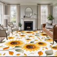 thumbnail image 2 of Summer Sunflower Large Area Rugs 8x10 ft Yellow Flowers Botanical Pastoral Washable Rug Non Slip Indoor Carpet Absorbent Floor Mat for Living Room Bedroom Dining Room, 2 of 9