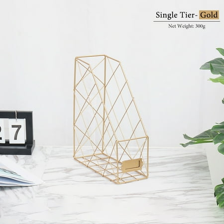 European Style Gold Black Desktop Grid File Storage Rack Bookshelf Desktop Grid File Storage Rack