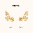 thumbnail image 4 of Anygolds 14K Solid Gold Butterfly Half Wing CZ Stud - Cartilage, Helix, 18G, Left/Right, 4 of 10