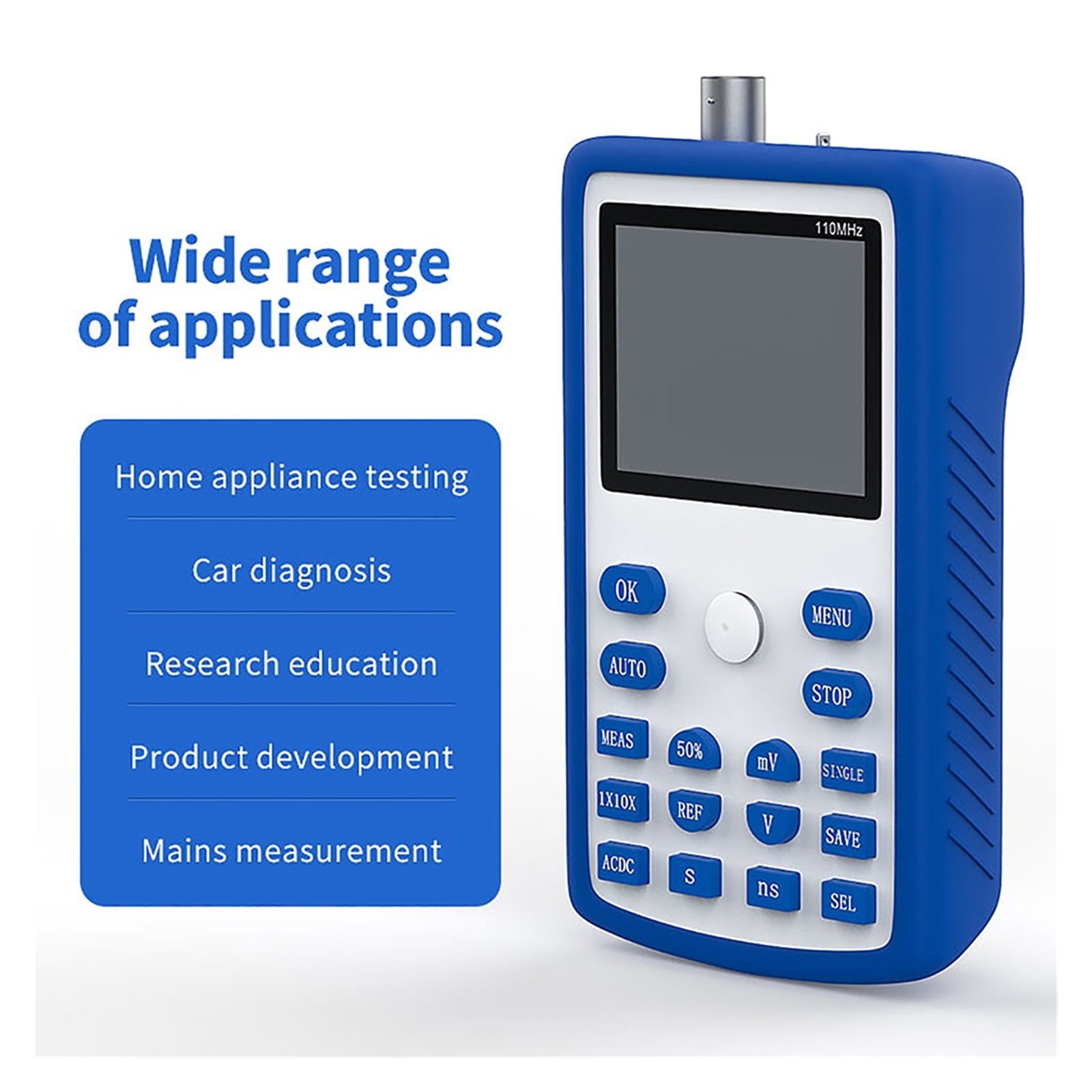 Handheld 2 Trigger Modes Oscilloscope 500Msa S Sampling Ratio 110Mhz Analog Bandwidth Square Waves Oscilloscopes ,Professional Designed