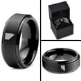 thumbnail image 4 of Tungsten Nevada The Silver State Band Ring 8mm Men Women Comfort Fit Black Step Bevel Edge Brushed Polished, 4 of 4