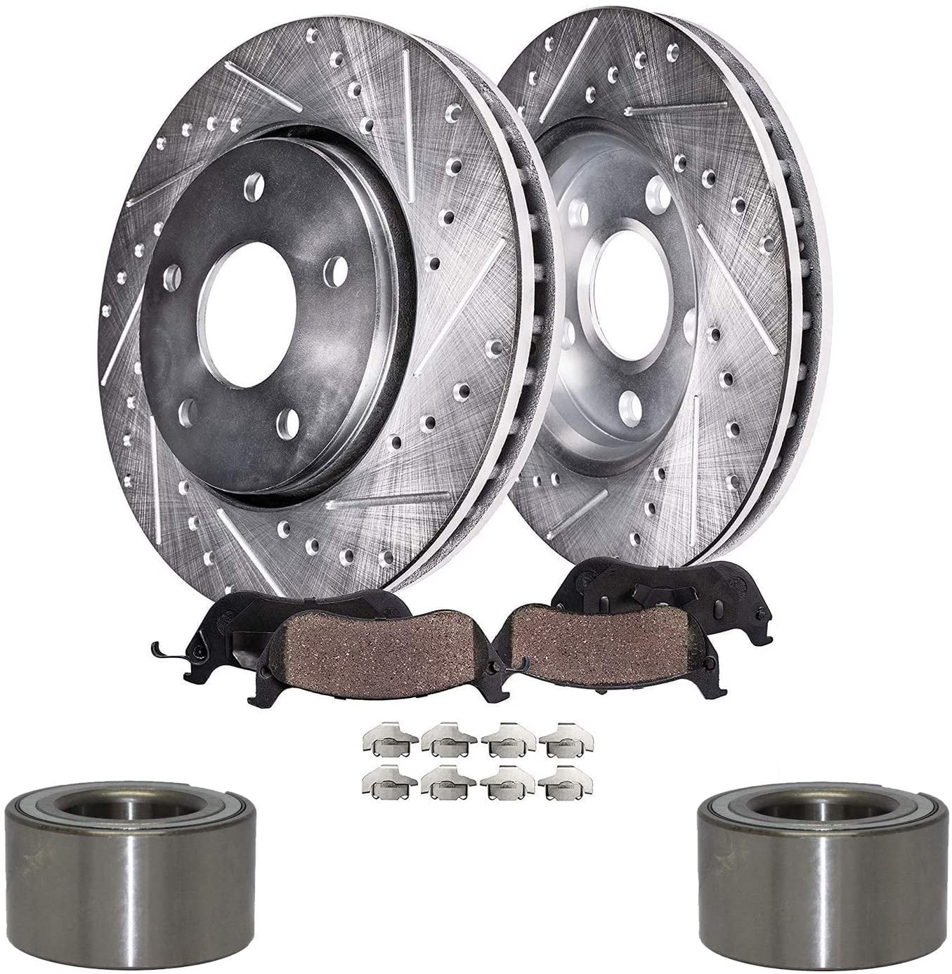 Front Discs Brake Rotors Ceramic Pads For 2007-2015 Lincoln MKX Drilled Slotted