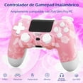 thumbnail image 3 of Controlador inalámbrico para P4, mando a distancia compatible con P-4/P-4 Slim/P-4 Pro, soporta vibración dual y control de movimiento giroscópico de 6 ejes (Rosa cerezo), 3 of 8