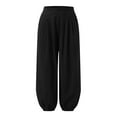 thumbnail image 6 of Olyvenn Women's Summer Casual Slim High Elastic Waist Full Length Long Pants Solid Color Sports Active Cotton And Linen Pants Female Fashion Black 6, 6 of 7