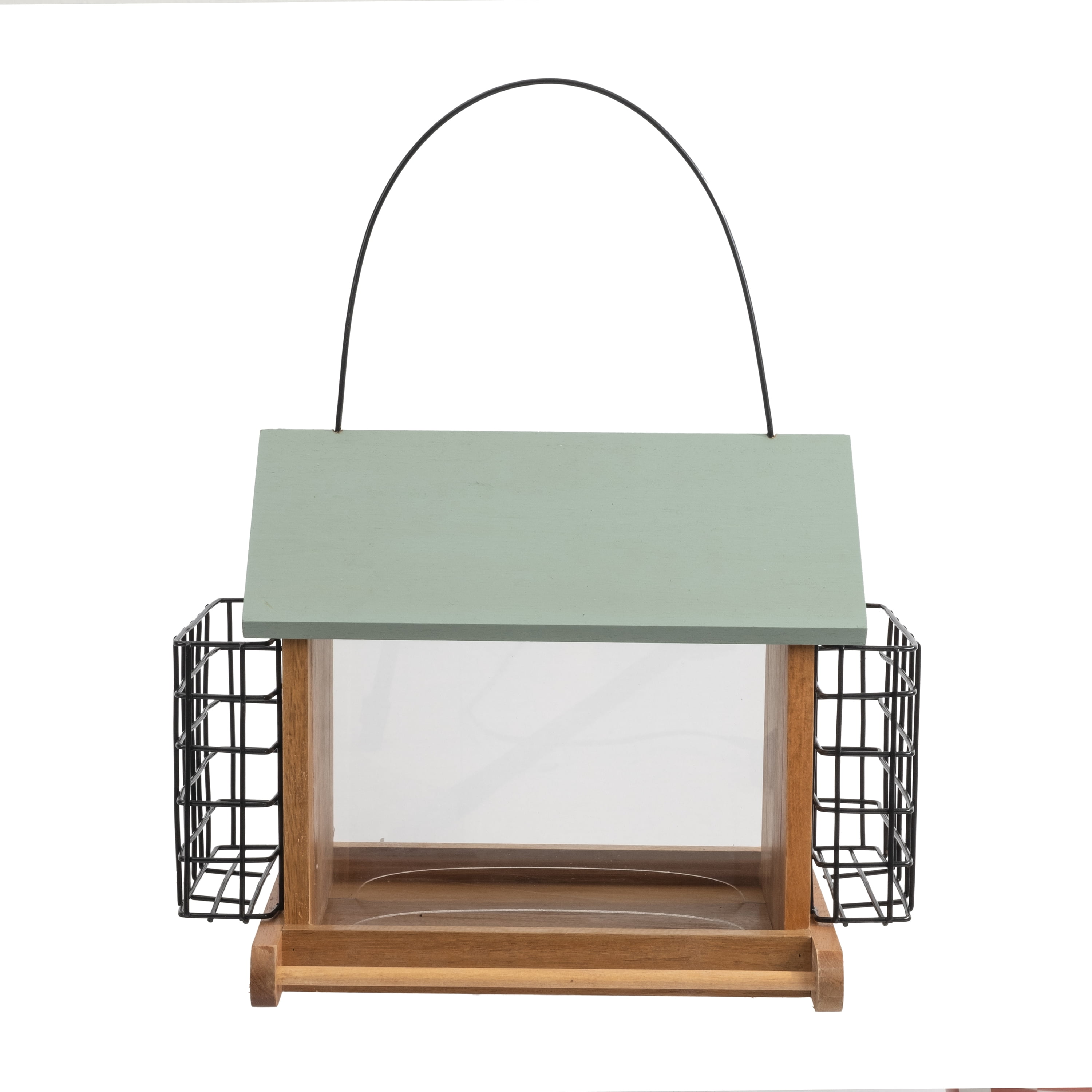 Vibrant Life Wood Hopper Bird Feeder with Double Suet Cages, 10 lb Capacity