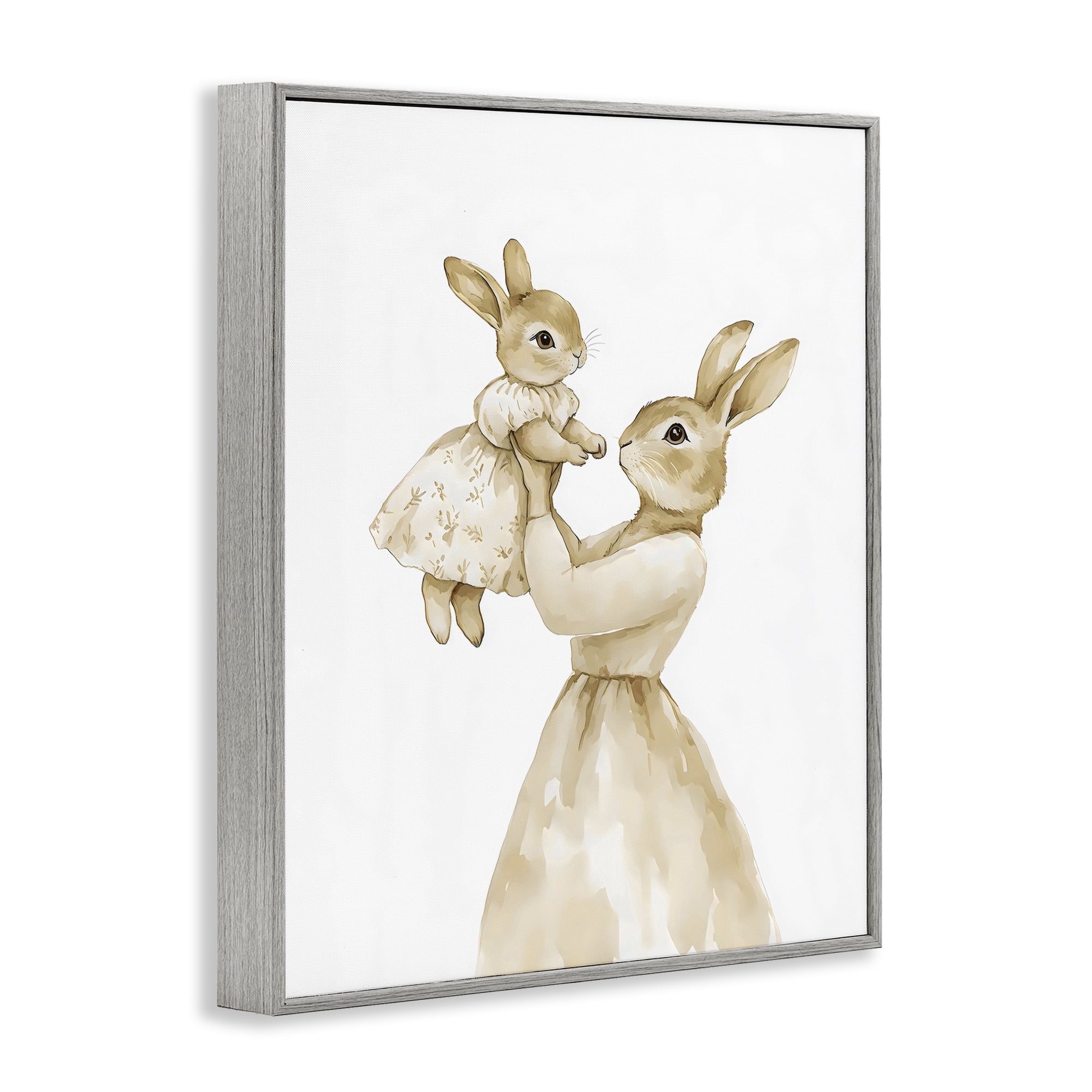 Stupell Industries Tender Mama Rabbit Gray Framed Giclee Art, design by Arlington Prints