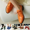 thumbnail image 2 of Oxford Shoes for Women Lace up Wingtip Vintage Pattern Leather Low Heel Pumps Shoes Business Work Casual Dress Shoes Red Size 7.5, 2 of 6