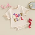 thumbnail image 2 of Bagilaanoe Newborn Baby Girl Boy Rompers Letter Embroidery Short Sleeve Bodysuits 3M 6M 12M 18M Infant Casual One Piece Short Jumpsuit, 2 of 7