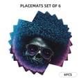 thumbnail image 3 of Placemats Set of 4 / 6, Punk Style Blue Haired Skull Placemats for Dining Table Indoor/Outdoors Heat Resistant Washable Placemats 18" x 12", 3 of 8