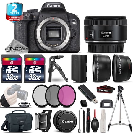 Canon EOS Rebel 800D DSLR Camera + 50mm STM - 3 Lens Kit +2yr Warranty -64GB Kit
