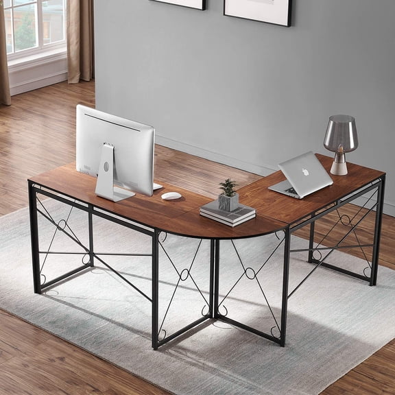 L Shaped Computer Corner Desk, 59x59 Large Industrial Home Office Workstation with Storage Drawer and Cable Management