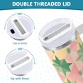 thumbnail image 3 of Yayeee 40oz Double-Wall Insulated Stainless Steel Tumbler with Handle Bottle, Retro Symmetrical Stars, 3 of 8