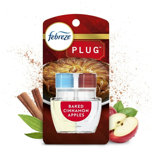 Febreze Plug Refill Odor-Fighting Air Freshener Baked Cinnamon Apples Scent, 1 Count, 0.87 fl oz