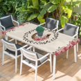thumbnail image 2 of Pink Roses Table Cloths for 5 Foot Rectangle Tables, Spring Horseshoes Floral Leaves Rustic Patio Waterproof Elastic Fitted Tablecloths, Washable Rectangular Table Cover for Camping, 2 of 8