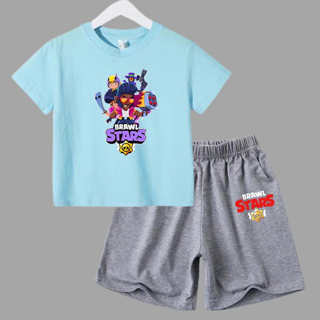 Ensemble 2 Pcs d'Été Anime Combat Jeu de Rôle T-Shirt à Manches Courtes + Shorts Vêtements Décontractés Enfants Col Rond Garçons Filles Tout-Petits