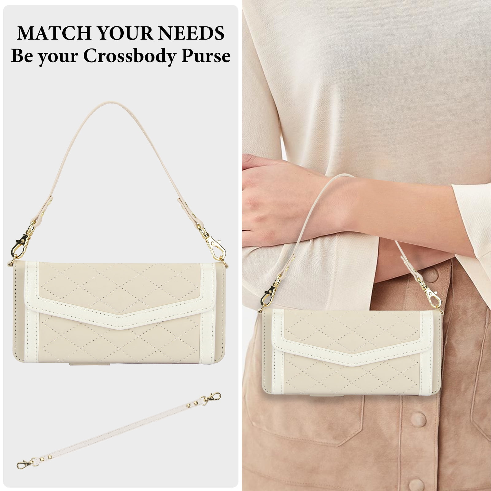 for Samsung Galaxy Z Fold 4 Case Wallet with S Pen Holder for Women, 12 Card Holder & 2 Cash Pocket & Shoulder Strap & Wristlet Flip Stand PU Leather Phone Case with RFID Blocking, Beige