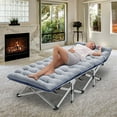 thumbnail image 3 of MOPHOTO XL 75" Folding Camping Cot for Adults, 75" Portable Heavy Duty Sleeping Bed with Cotton Pad & Carry Bag, Double Layer Oxford Sleeping Cots Folding cot, 3 of 11