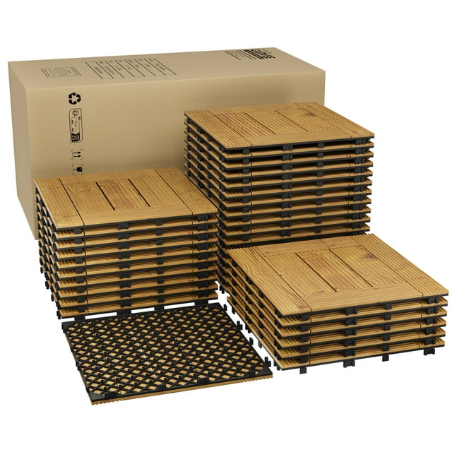 QinaQin Losetas para exterior tipo deck interconectables de compuesto madera plástica, piso impermeable de fácil ensamble para balcón, terraza, patio o jardín