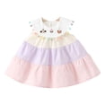 thumbnail image 2 of HOMADLES Toddler Dress for Girls Crewneck Embroidery Print Ruffed Summer Fashion Princess Dress Pink 6 Months, 2 of 8