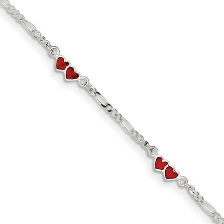 Sterling Silver Enameled Double Heart Bracelet