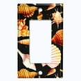 thumbnail image 2 of Metal Light Switch Wall Plate Outlet Cover (Colorful Sea Shells Pattern Black - Single Rocker), 2 of 2