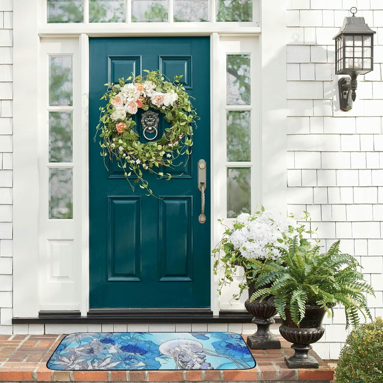 PHYHOO Doormat Jellyfish and Orchids Flowers Non-Slip Indoor Entryway Door Mat (Rubber Backing) 19.68*47.24 in
