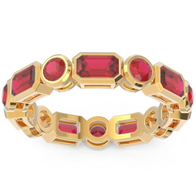 Diamond-Capitals 5,00 Ct Alliances d'Éternité à la Mode en Rubis Rouge pour Femmes en Or Jaune Massif 18K Taille 8
