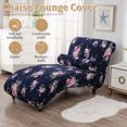 thumbnail image 3 of Dznils Printed Armless Chaise Lounge Slipcover Stretch Polyester Furniture Chair Cover, Navy, 3 of 11