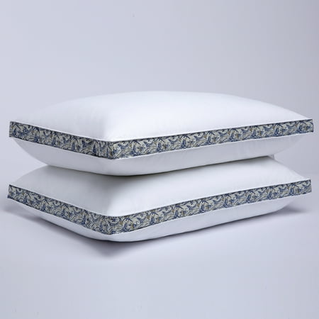 Puredown Cream Navy Paisley Gusseted Down Feather Pillow Standard
