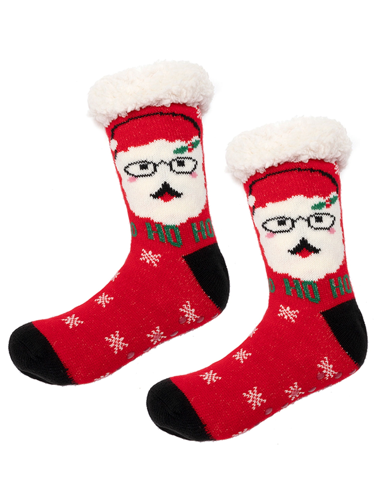 Cute Coral Fleece Santa Claus Fuzzy Feet Slippers For Women Cute Coral Fleece Santa Claus Fuzzy Feet Slippers For Women