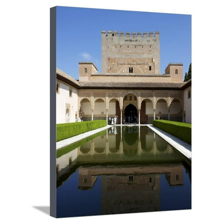 Los Patios Malaga Patio De Los Arrayanes and Comares Tower, Alhambra Palace, Granada, Andalucia, Spain Stretched Canvas Print Wall Art By Jeremy Lightfoot ()