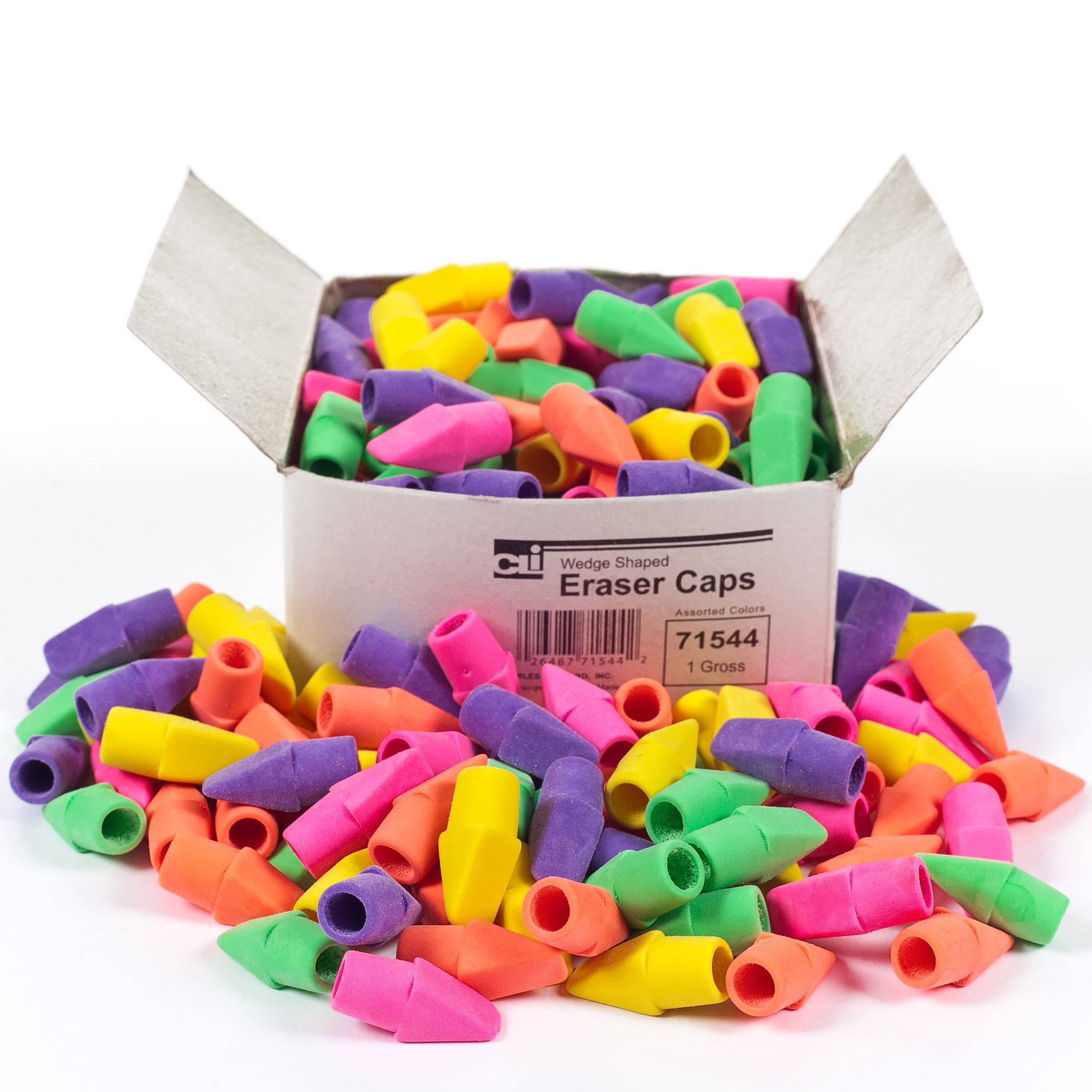 Charles Leonard Pencil Eraser Caps, Latex Free, Assorted Colors, 864 Count