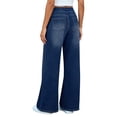 thumbnail image 4 of WHLBF Women's Jeans Fashion Casual High Waisted Wide Leg Elastic Waist Walking with Pockets Denim Jeans Dark Blue XL, 4 of 6