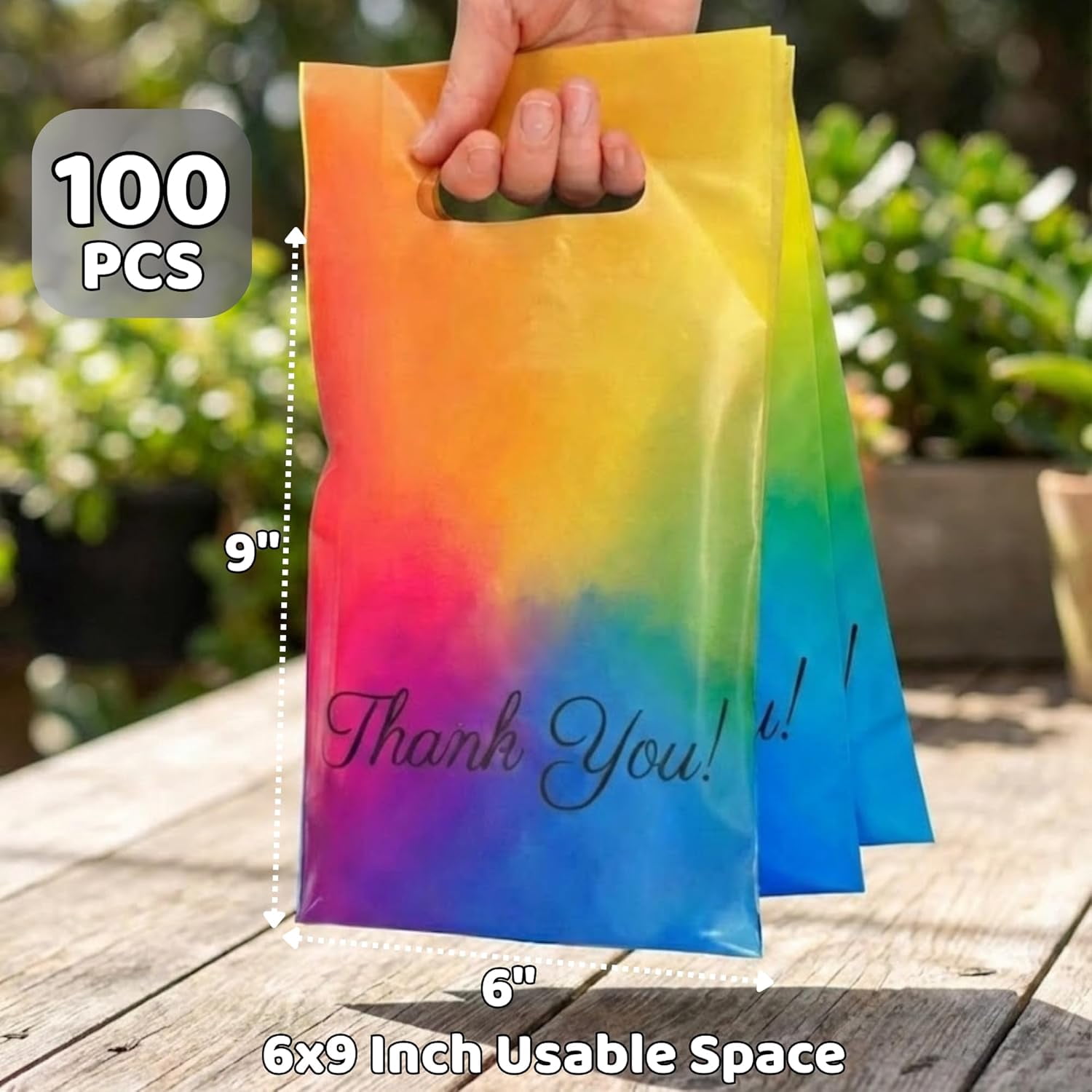 Rainbow postal envelopes 69, 100 pack thank you bags, packaging, small business shipping supplies, mailing envelopes.