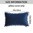 thumbnail image 6 of REGALWOVEN Pack of 2 Velvet Pillow Covers with Pompoms Decorative Pillow Cases Fringe Cushion Covers Dark Blue 12" x 20", 6 of 6