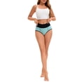 thumbnail image 2 of INSPIRE CHIC Women's Underwear High Waist Tummy Control Color-Block Brief L Green, 2 of 4