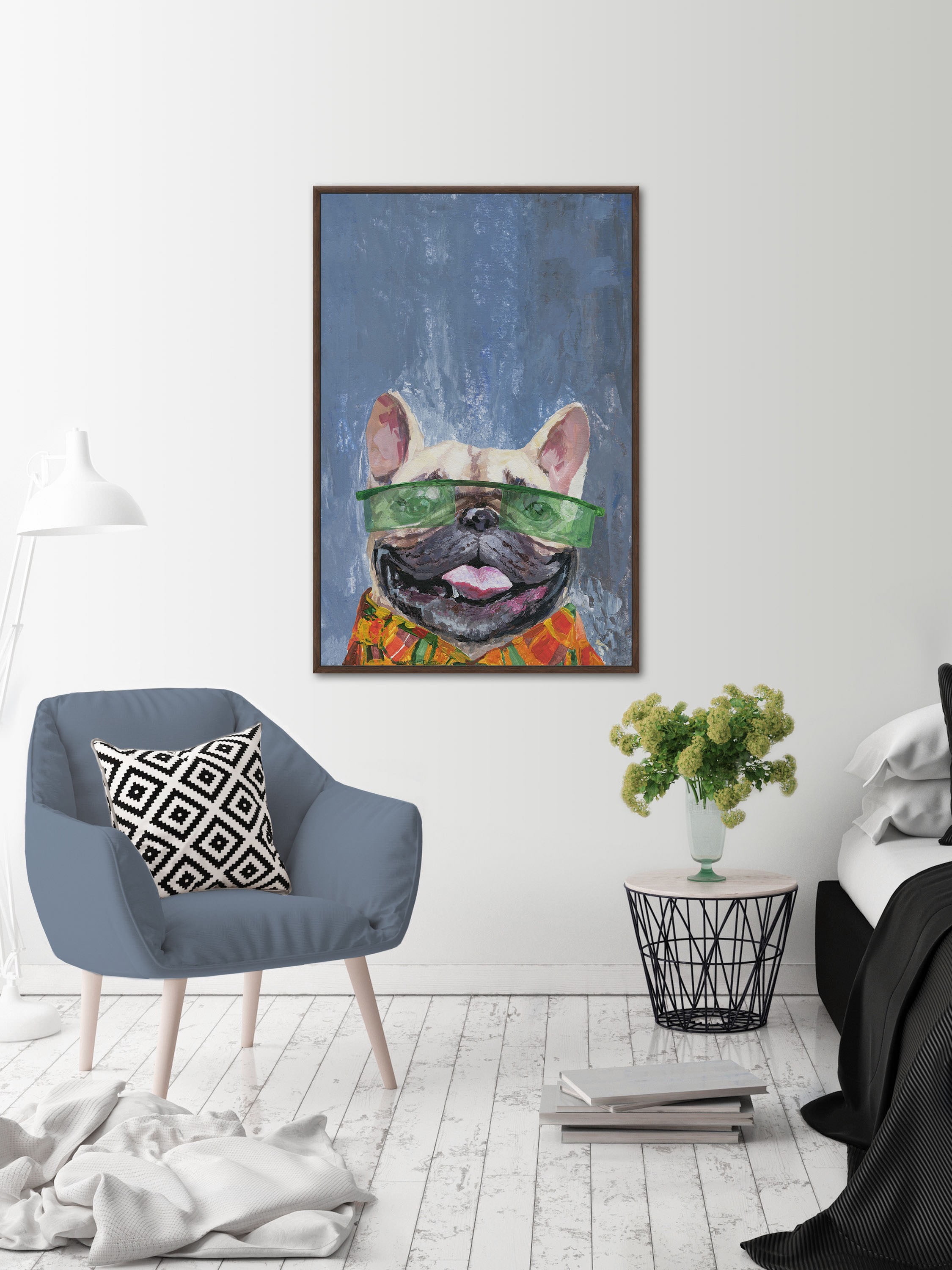 Marmont Hill "Retro Dog" Floater Framed Painting Print on Canvas