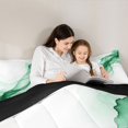 thumbnail image 4 of Manfei Watercolor Ink Painting Twin Comforter Sets, Modern Abstract Art Bedding Set, Green White, Black Reversible 2-Piece, 1 Comforter and 1 Pillowcase, 4 of 6