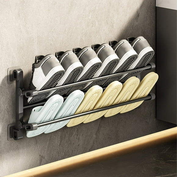 EGNMCR Bathroom Non Perforated Slipper Rack Wall Mounted Single Shoe Rack Bathroom Wall Door Shoe Storage Rack shoe rack