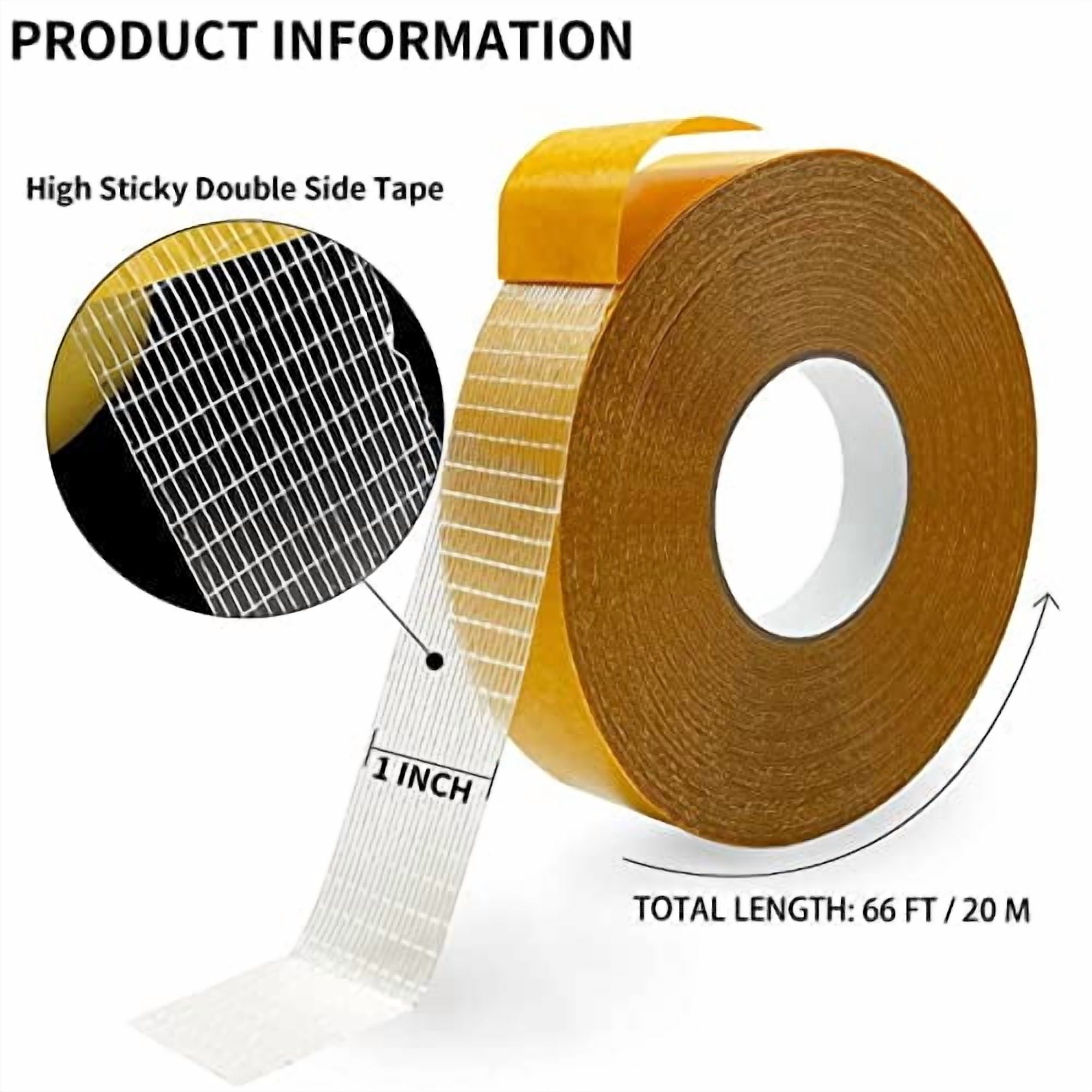 YNGLLC Fabric Tape Multifunctional Double Sided Tape,Clear Tape for Clothes,Double Stick Carpet Tape Heavy Duty 1inchx66FT 20m High Stickness Strong 2 Sided Tape